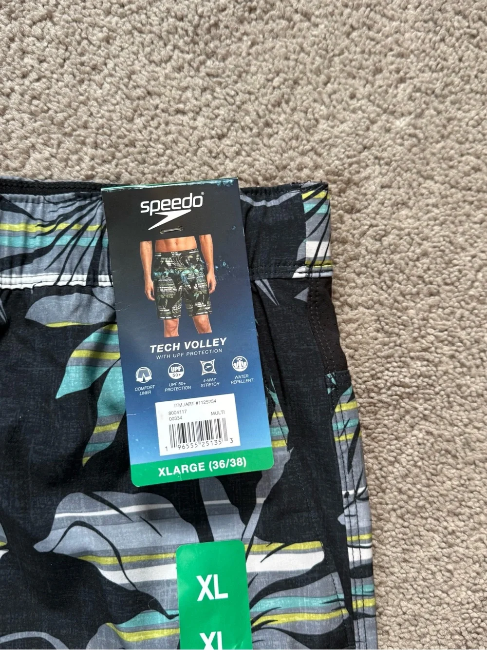 Speedo Men’s Black Tropical Print Swim Shorts - XL